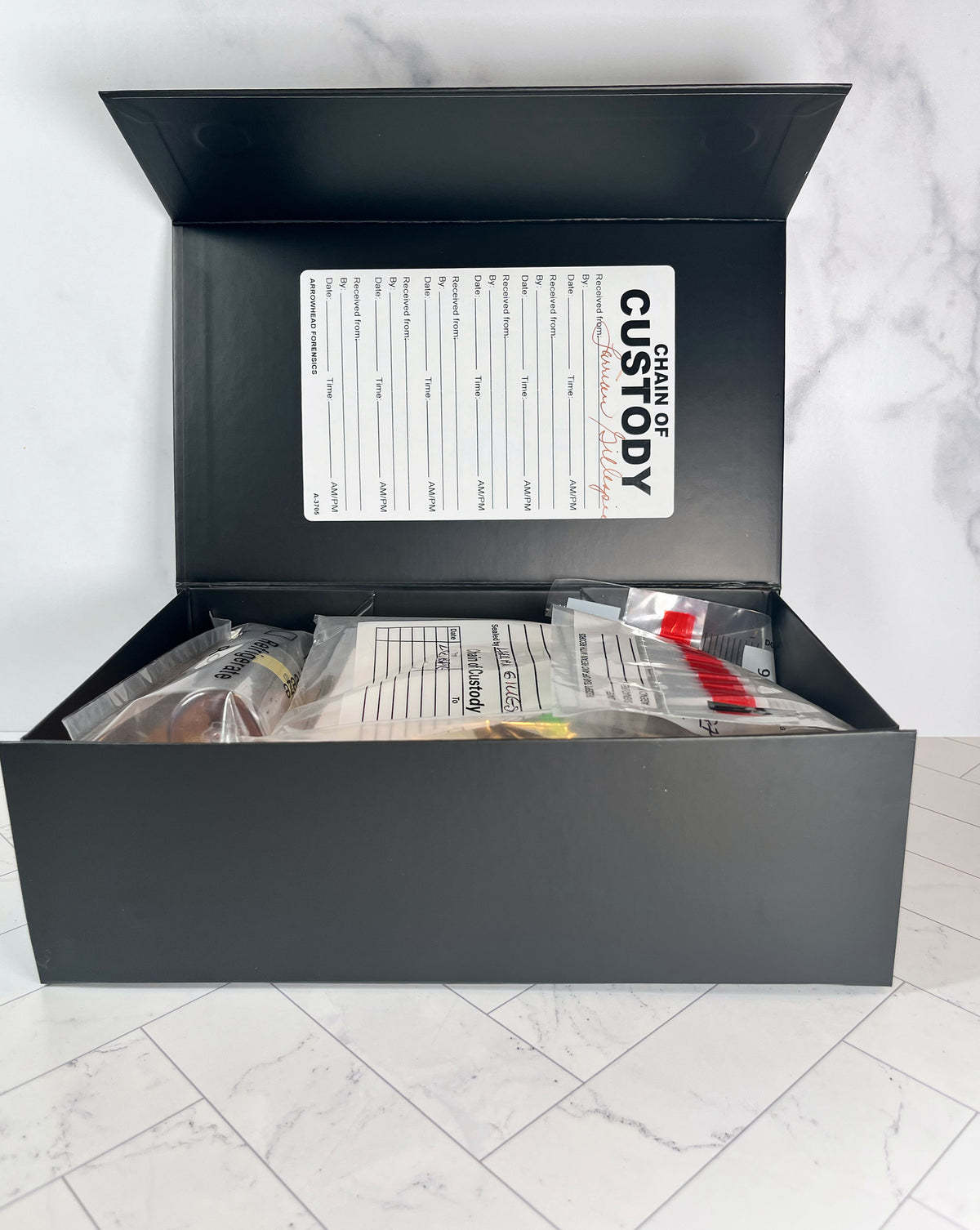 The actual open handmade Murder Box
